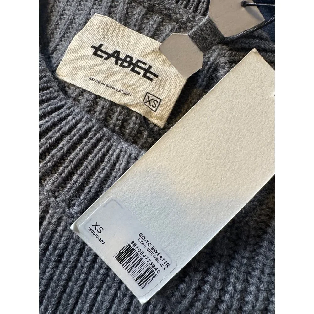 Label Brand Go To Sweater Size XS Light Gray Heavy Knit NWT Wool Merino